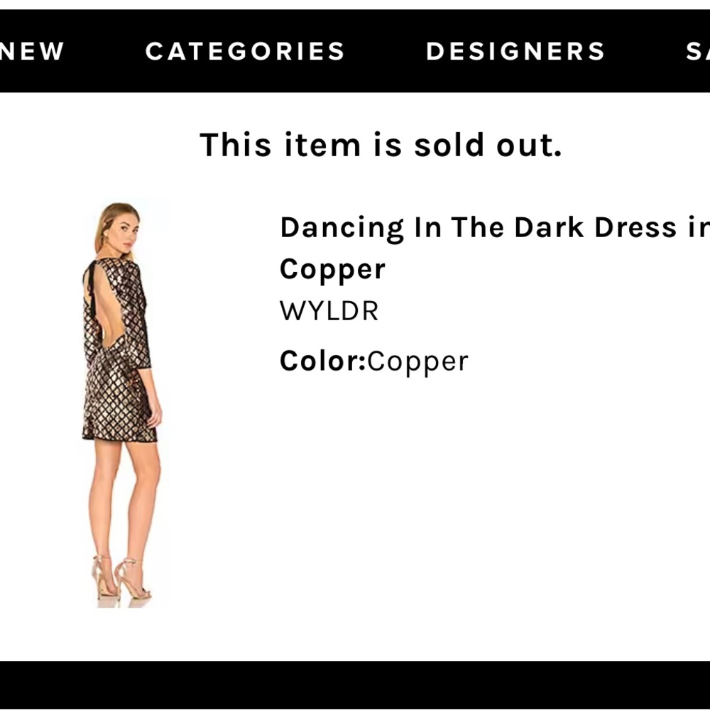 WYLDR dancing in the dark copper sequin dress